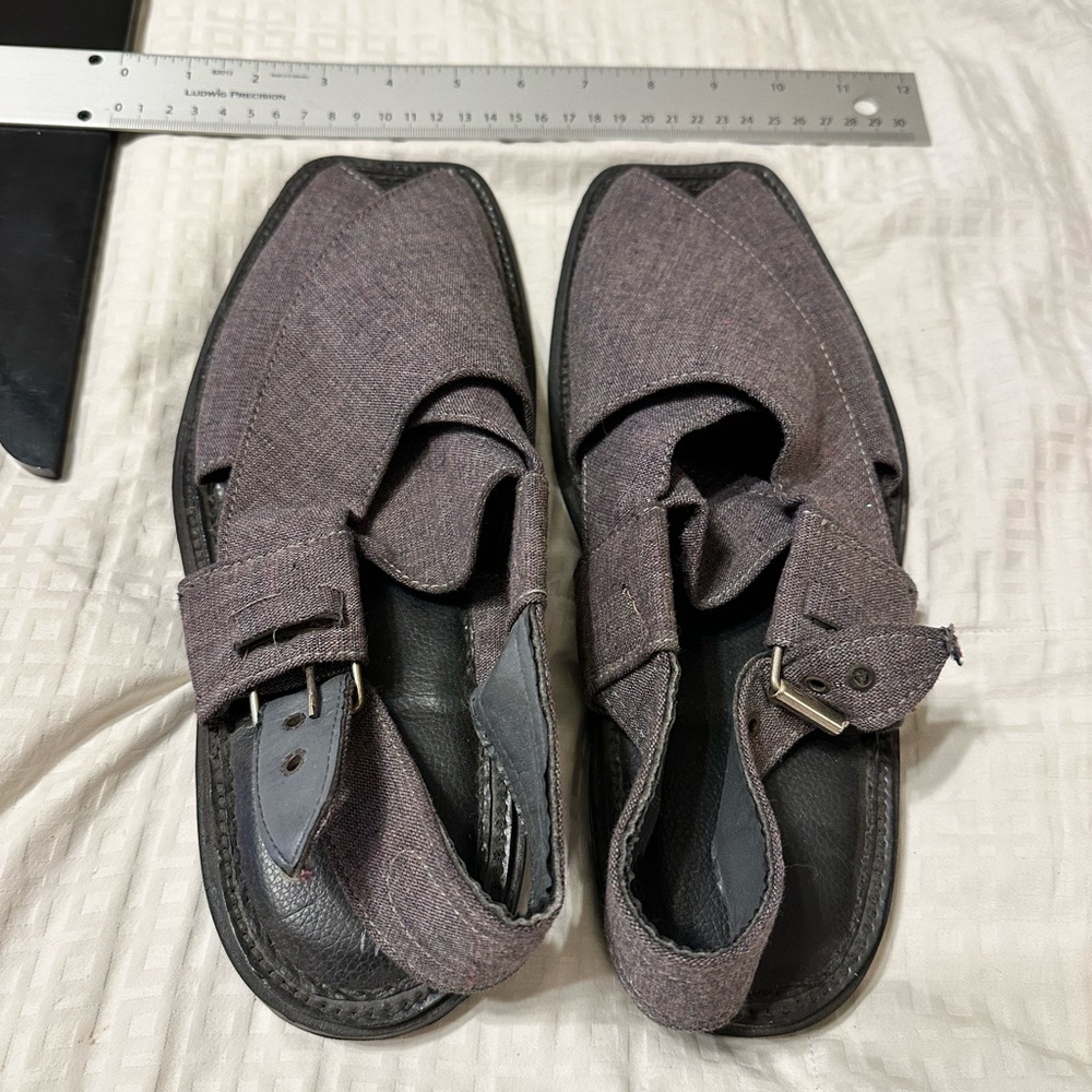 Men's Black and Gray Sandals